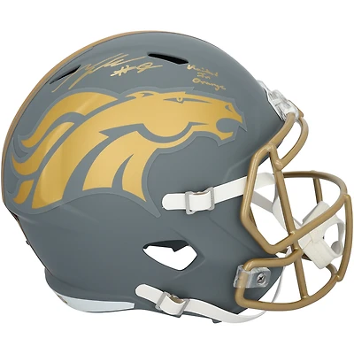 Casque réplique Riddell Slate Speed autographié par Talanoa Hufanga des Broncos de Denver avec inscription « Unis en orange »