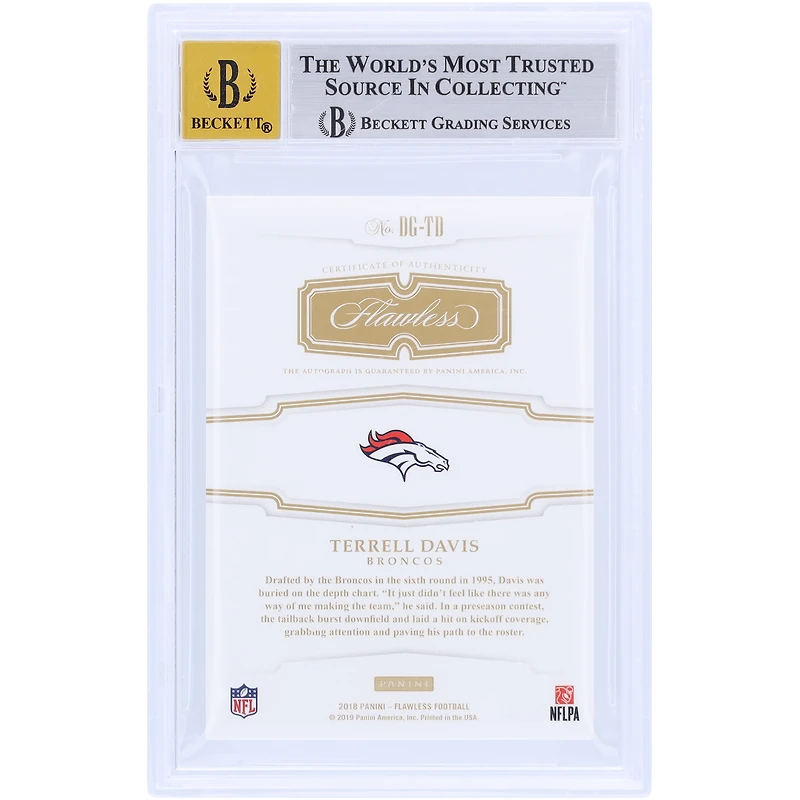 Carte dédicacée 2018 Panini Flawless Draft Gems Emerald #DG-TD #1/2 BGS Denver Broncos, 8,5/10 - Sous-catégories 9,5, 8, 9, 9,5