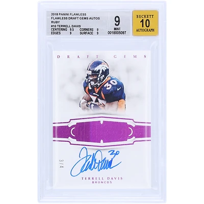 Terrell Davis Denver Broncos Autographié 2018 Panini Flawless Draft Gems Ruby #DG-TD #3/4 BGS Authentifié 9/10 Carte - 9.5,9,9,9 Sous-grades
