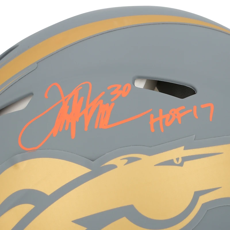 Terrell Davis Denver Broncos Autographed Riddell Slate Speed Authentic Helmet with "HOF 17" Inscription