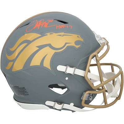 Casque Riddell Slate Speed Authentic autographié par Terrell Davis des Broncos de Denver avec inscription « HOF 17 »