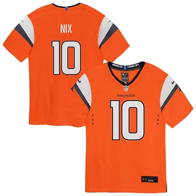 Maillot de match Nike Bo Nix orange des Denver Broncos pour tout-petit