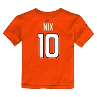 T-shirt Nike Bo Nix Orange Denver Broncos avec nom et numéro de joueur pour tout-petit