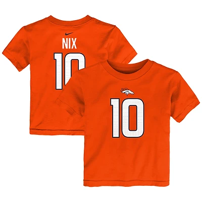 T-shirt Nike Bo Nix Orange Denver Broncos avec nom et numéro de joueur pour tout-petit