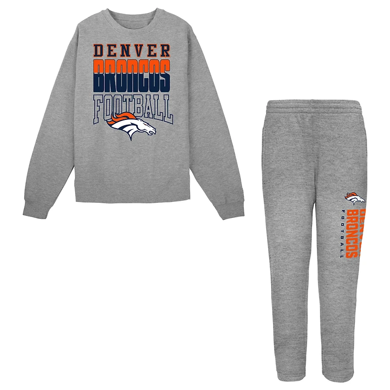 Toddler Outerstuff Heather Gray Denver Broncos Crewneck Sweatshirt & Pants Set