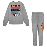 Toddler Outerstuff  Heather Gray Denver Broncos Crewneck Sweatshirt & Pants Set