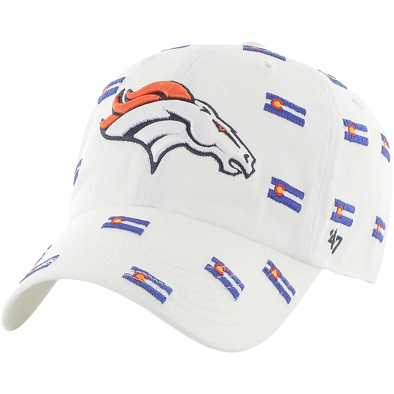 Casquette unisexe '47 blanche Denver Broncos Confetti Clean Up réglable