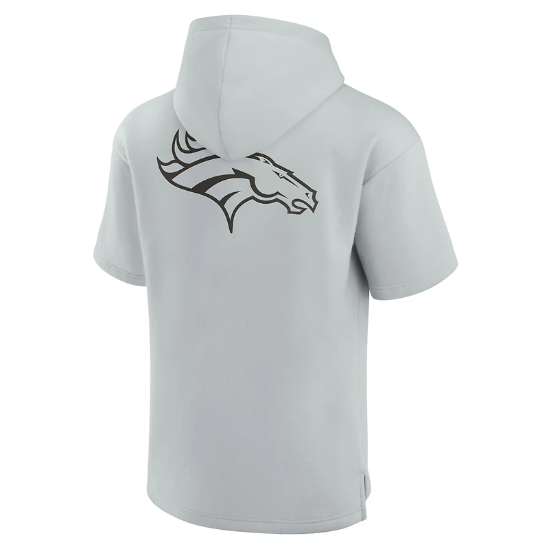 Unisex Fanatics Gray Denver Broncos Elements Super Soft Fleece Short Sleeve Pullover Hoodie