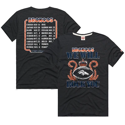 Unisex Homage Charcoal Denver Broncos 2026 NFL Schedule Queen Tri-Blend T-Shirt
