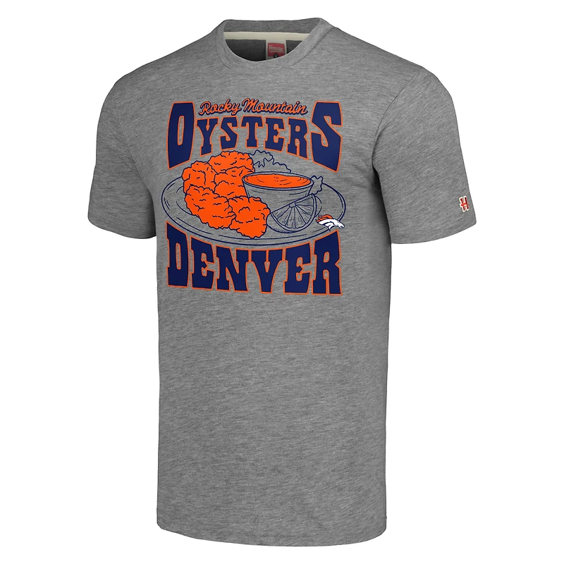 T-shirt à trois mélanges unisexe Homage Grey Denver Broncos NFL x Guy Fieri's Flavortown