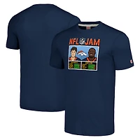 T-shirt unisexe hommage à John Elway et Terrell Davis, bleu marine, Denver Broncos, NFL Jam, modèle retiré, en mélange de trois matières.