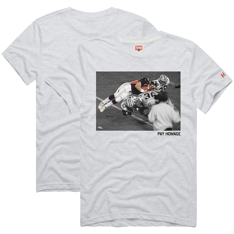 T-shirt unisexe hommage John Elway Ash Denver Broncos Pay Homage Tri-Blend