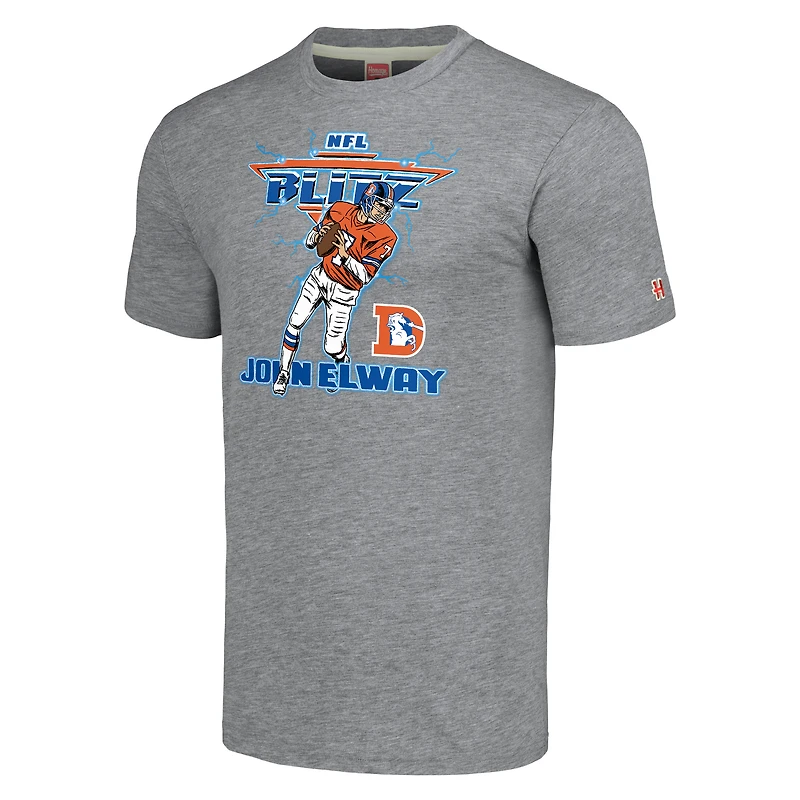 T-shirt unisexe gris chiné hommage à John Elway, joueur retraité des Denver Broncos NFL Blitz