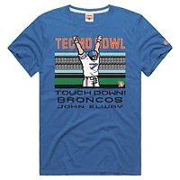 T-shirt unisexe hommage John Elway Royal Denver Broncos Tecmo Bowl joueur retraité graphique tri-blend