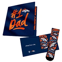 Unisex Rock Em Socks  Navy Denver Broncos #1 Dad Gift Card Socks
