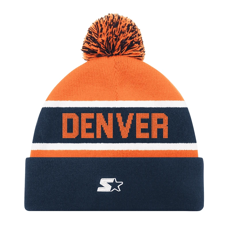 Unisex Starter Navy Denver Broncos Cuffed Knit Hat with Pom