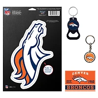 Lot de 4 porte-clés et aimants WinCraft Denver Broncos