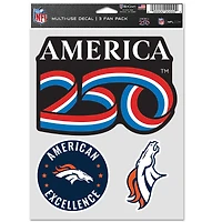 WinCraft Denver Broncos America 250 5.5" x 7.75" Three-Piece Fan Decal Set