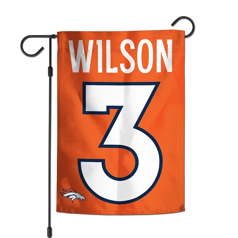 Drapeau de jardin WinCraft Russell Wilson Denver Broncos 30,5 x 45,7 cm