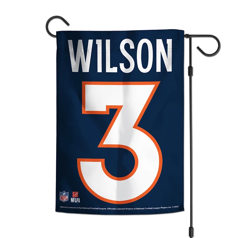 Drapeau de jardin double face WinCraft Russell Wilson Denver Broncos 12" x 18"