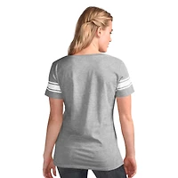 Women's G-III 4Her by Carl Banks  Heather Gray Denver Broncos First Pick Distressed V-Neck T-Shirt