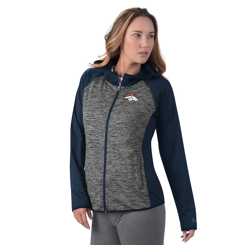 Women's MSX by Michael Strahan  Navy Denver Broncos Leslie Space Dyed Raglan Full-Zip Jacket