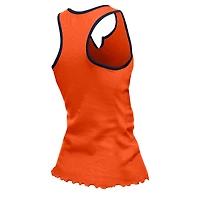 Women's New Era  Orange Denver Broncos Lettuce Hem Notch Neck Tri-Blend Tank Top