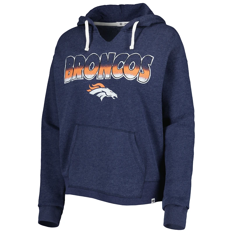Chandail à capuchon col cranté Kennedy Broncos de Denver '47 bleu marine pour femme
