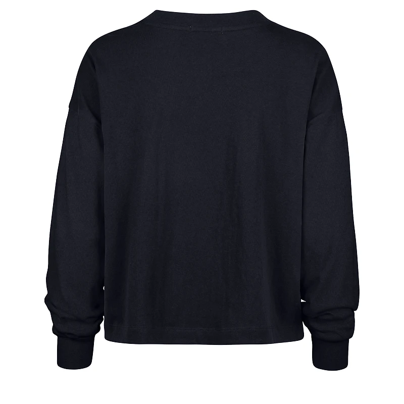 Women's '47 Navy Denver Broncos Muse Sydney Long Sleeve Cropped T-Shirt