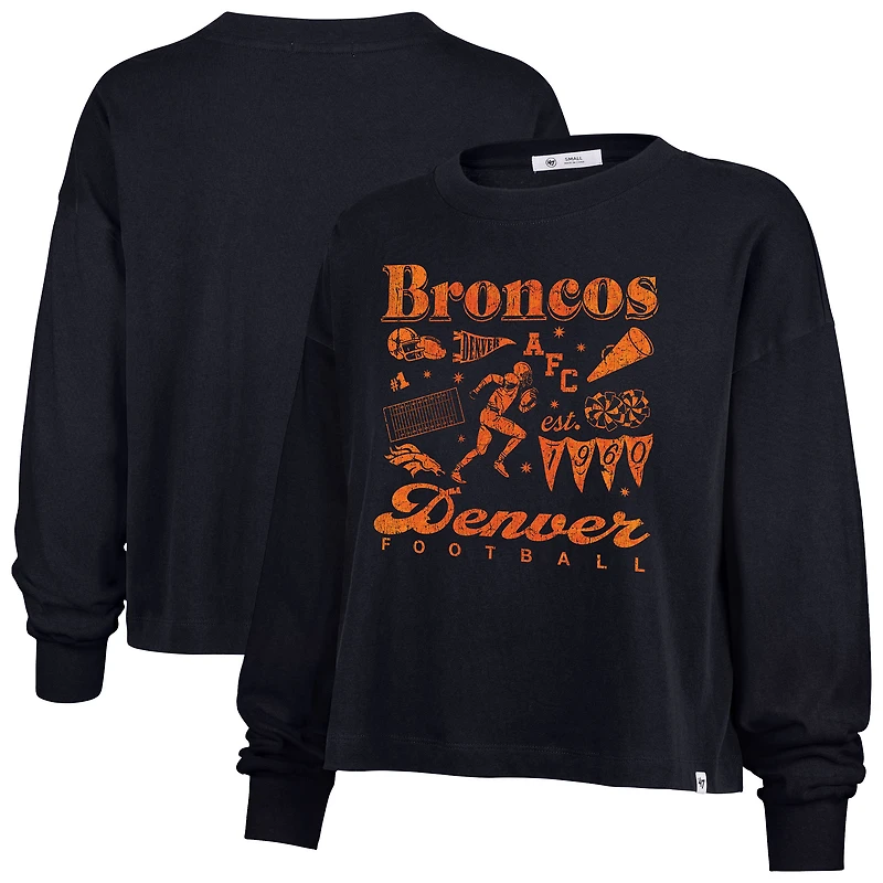 Women's '47 Navy Denver Broncos Team Collage Sydney Long Sleeve T-Shirt