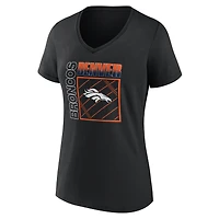 T-shirt à col en V personnalisé avec nom et numéro, Denver Broncos, noir, domicile, pour femme