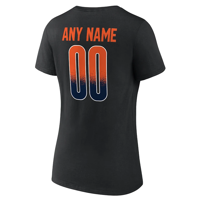 Women's Black Denver Broncos Home Field Pop Personalized Name & Number V-Neck T-Shirt