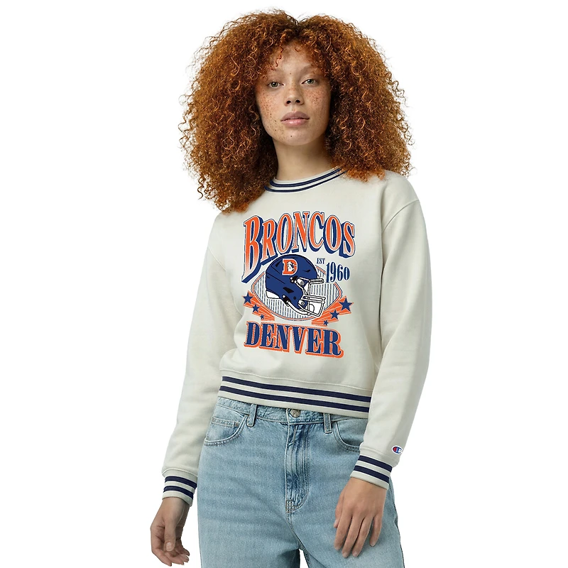 Women's Champion Cream Denver Broncos Reverse Weave Fleece Sweatshirt