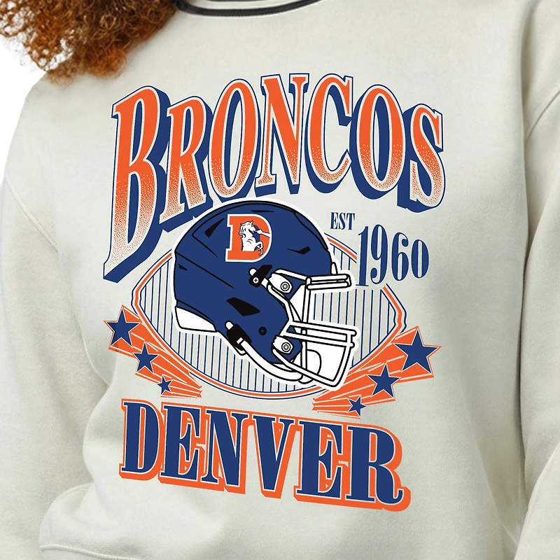 Sweat-shirt en polaire à tissage inversé crème Champion pour femme, modèle Denver Broncos.