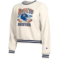 Sweat-shirt en polaire à tissage inversé crème Champion pour femme, modèle Denver Broncos.