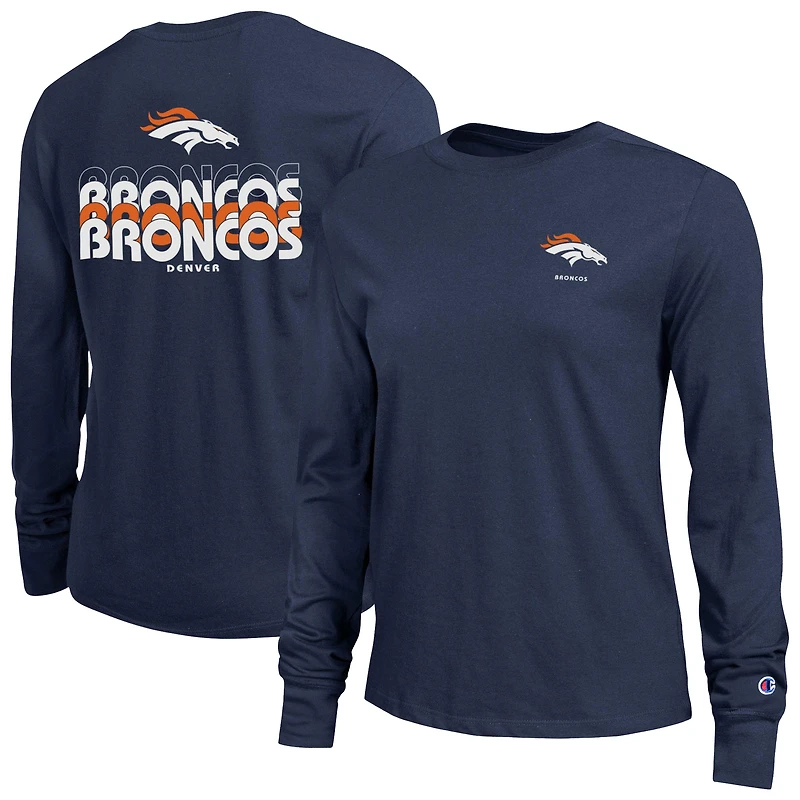 Women's Champion Navy Denver Broncos Core Long-Sleeve T-Shirt