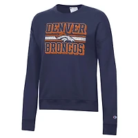 Women's Champion  Navy Denver Broncos Powerblend Fleece Sweatshirt