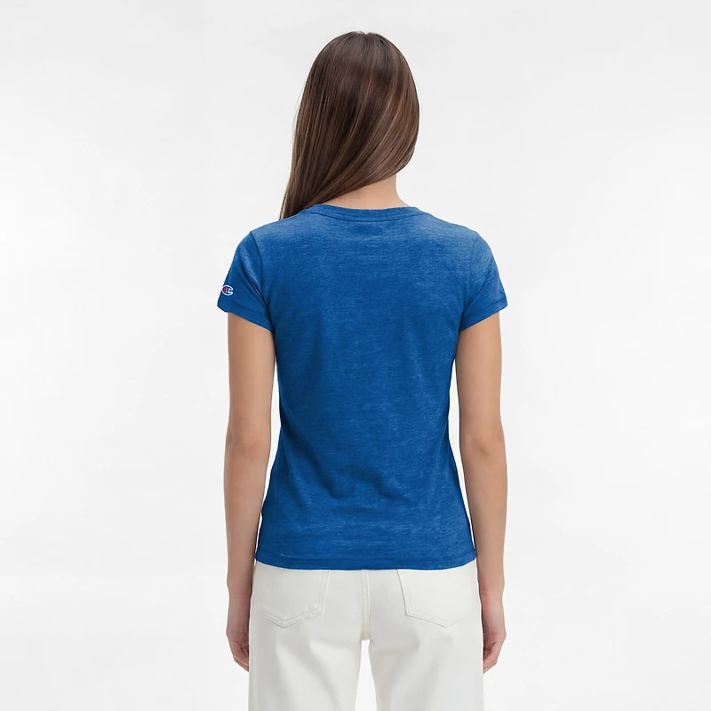 Women's Champion Royal Denver Broncos Triumph Tri-Blend V-Neck T-Shirt