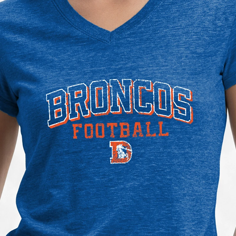 Women's Champion Royal Denver Broncos Triumph Tri-Blend V-Neck T-Shirt