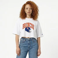 Women's Champion  White Denver Broncos Boyfriend Cropped T-Shirt