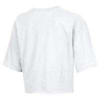 Women's Champion  White Denver Broncos Boyfriend Cropped T-Shirt