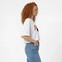 Women's Champion  White Denver Broncos Boyfriend Cropped T-Shirt