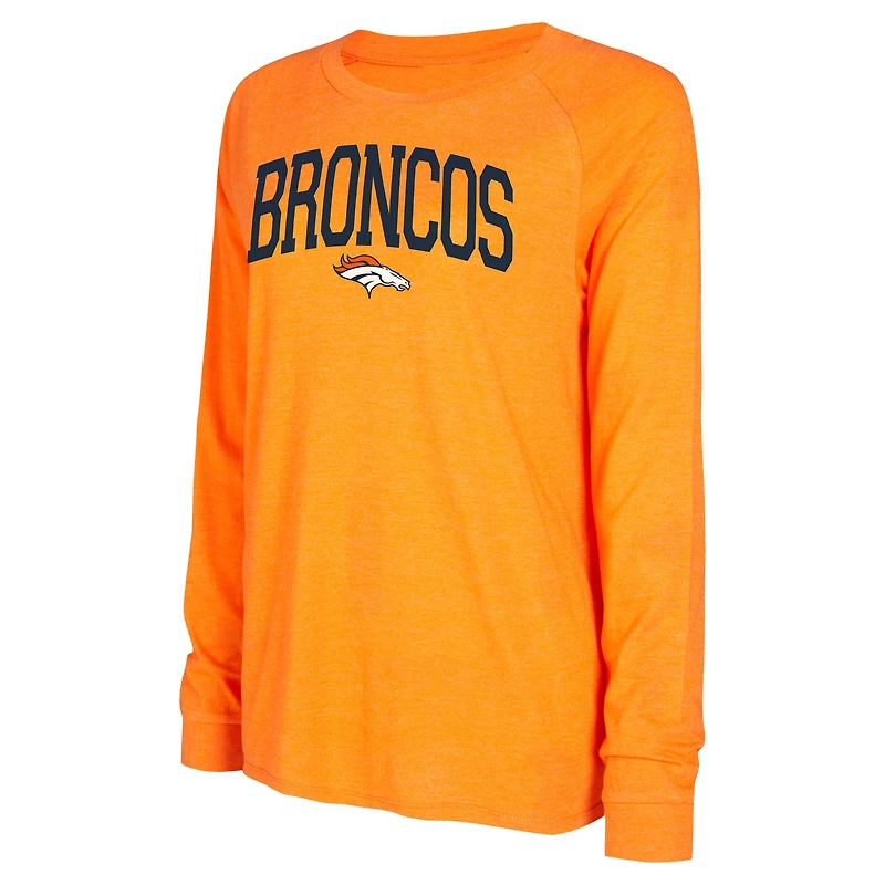 Women's Concepts Sport Navy/Orange Denver Broncos Raglan Long Sleeve Top & Shorts Lounge Set