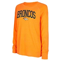Women's Concepts Sport Navy/Orange Denver Broncos Raglan Long Sleeve Top & Shorts Lounge Set