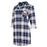 Women's Concepts Sport Navy Denver Broncos Ashford Plaid Knit Nightshirt