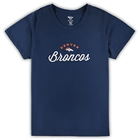 Ensemble de nuit Concepts Sport pour femmes, t-shirt et pantalon en flanelle, avec badge grande taille, Denver Broncos, bleu marine