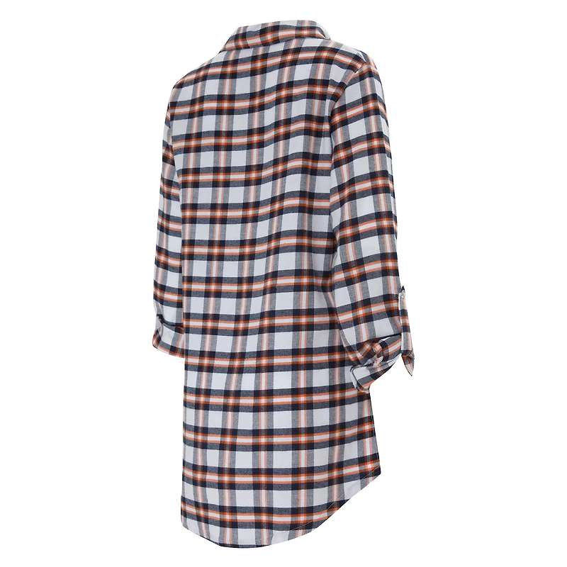 Women's Concepts Sport Navy Denver Broncos Sienna Plaid Full-Button Long Sleeve Nightshirt