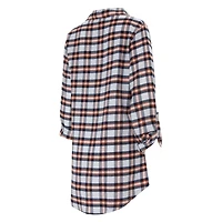 Women's Concepts Sport Navy Denver Broncos Sienna Plaid Full-Button Long Sleeve Nightshirt