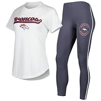 Women's Concepts Sport White/Charcoal Denver Broncos Sonata Top & Leggings Sleep Set