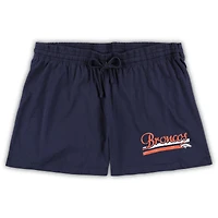 Ensemble de nuit pour femme Concepts Sport blanc/bleu marine Denver Broncos grande taille avec haut et short Downfield
